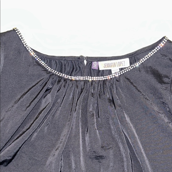 Jennifer Lopez Elegant Black Tank with Silver Detailing - Picture 3 of 5